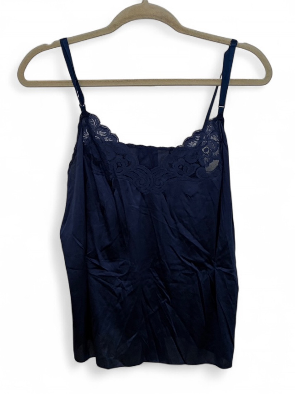 Vintage Blue Lace-Trim Cami Slip Tank Top